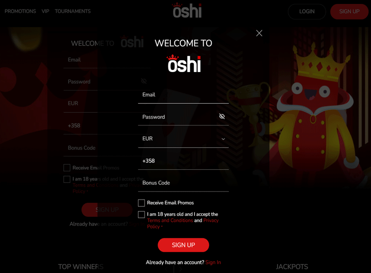 Oshi Casino Registration