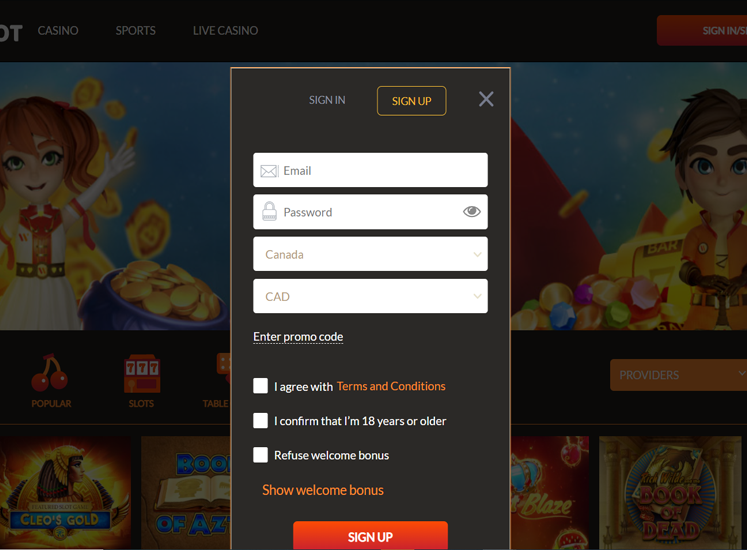 Webby Slot Casino Registration