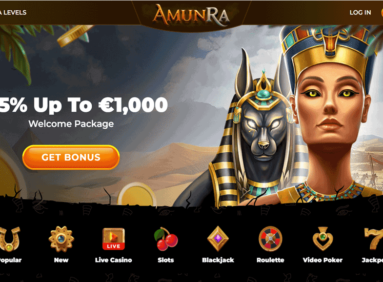 Amun Ra Casino Home Screen