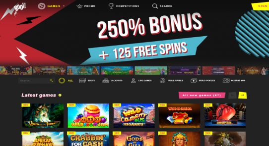 Booi Casino Home Page Screen