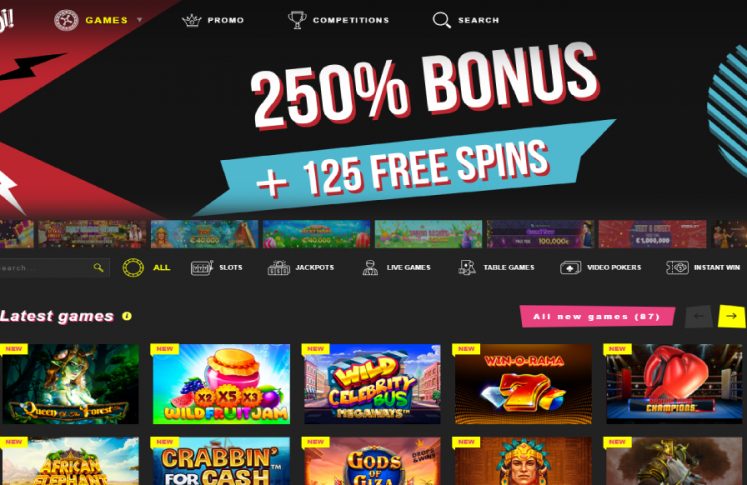 Booi Casino Home Page Screen