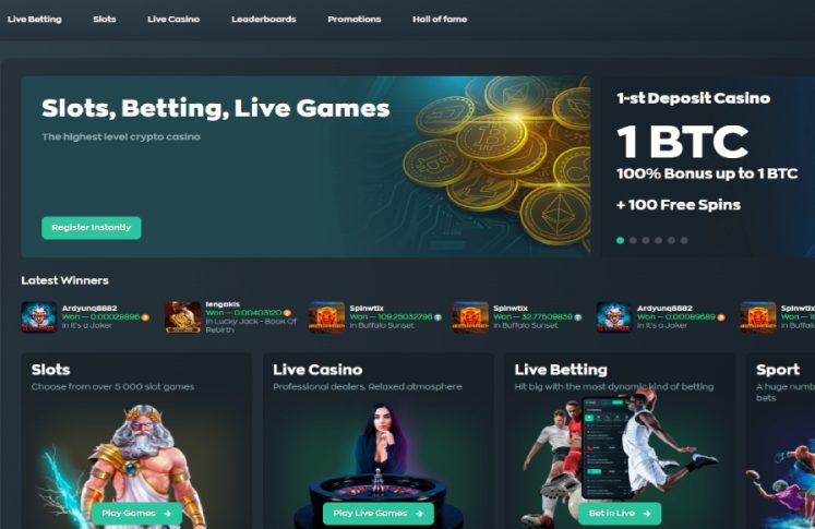 Vave Casino Home Page Screen