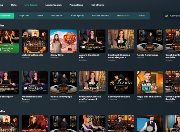 Vave Casino Live Games Section