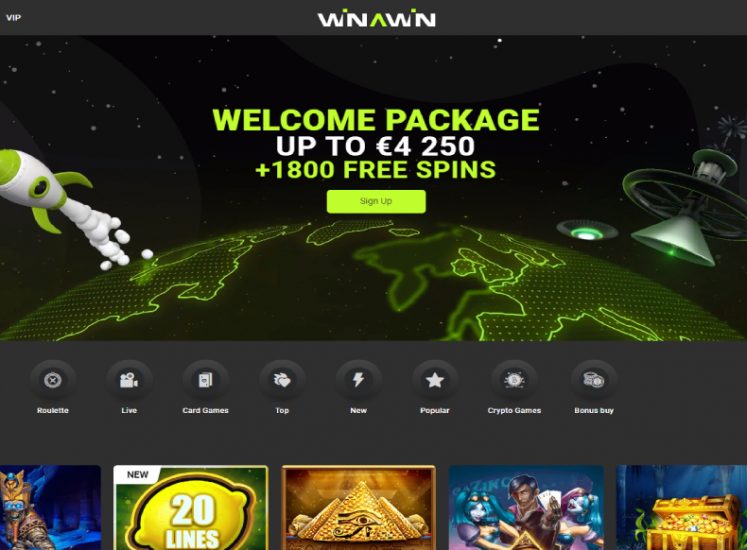 Winawin Casino Home Page Screen