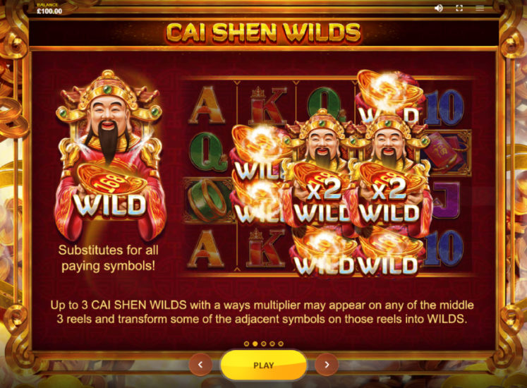 Cai Shen 168 Slot Wilds with Win Multipliers
