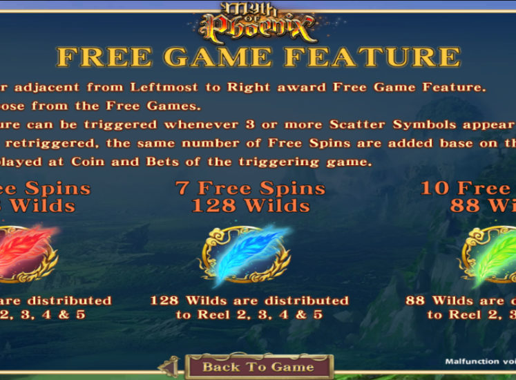 Myth of Phoenix Slot Bonus Features